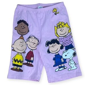 Peanuts Characters Pastel Pink Novelty Print Biker High-Waist Shorts NWOT